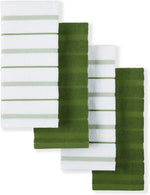 KitchenAid Albany Kitchen Towel 4-Pack Set, Matcha Green/White, 16