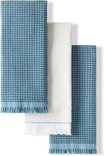 KitchenAid Gourmet Series Gridlines Kitchen Towels 3-Pack Set, 100% Cotton Absorbent, Blue Velvet, 18