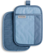 KitchenAid Beacon Two-Tone Non-Slip Pot Holder Set, Blue Velvet/Blue Heaven, 7