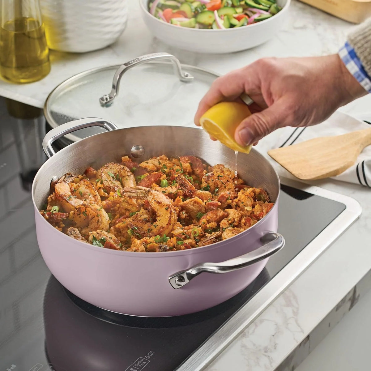 KitchenAid 3-Ply Stainless Steel Casserole with Lid, 4-Quart, Wildflower