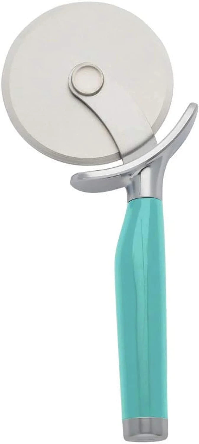 KitchenAid Classic Pizza Wheel with Sharp Blade For Cutting Through Crusts, Pies and More, Built In Finger Guard for Safety and Comfort Grip to Protect Fingers, Dishwasher Safe, 9-Inch, Aqua Sky
