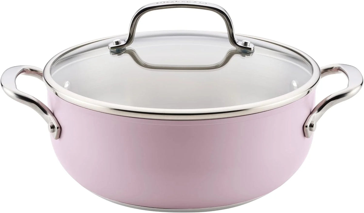 KitchenAid 3-Ply Stainless Steel Casserole with Lid, 4-Quart, Wildflower