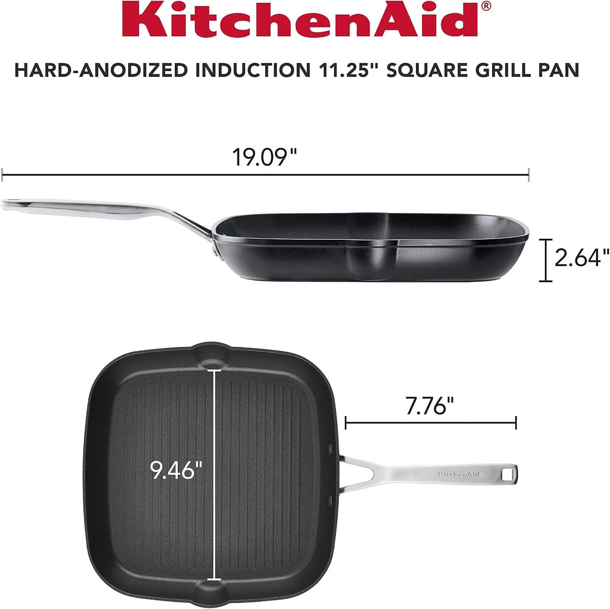 KitchenAid Hard Anodized Induction Nonstick Stovetop Grill Pan, Griddle Pan
