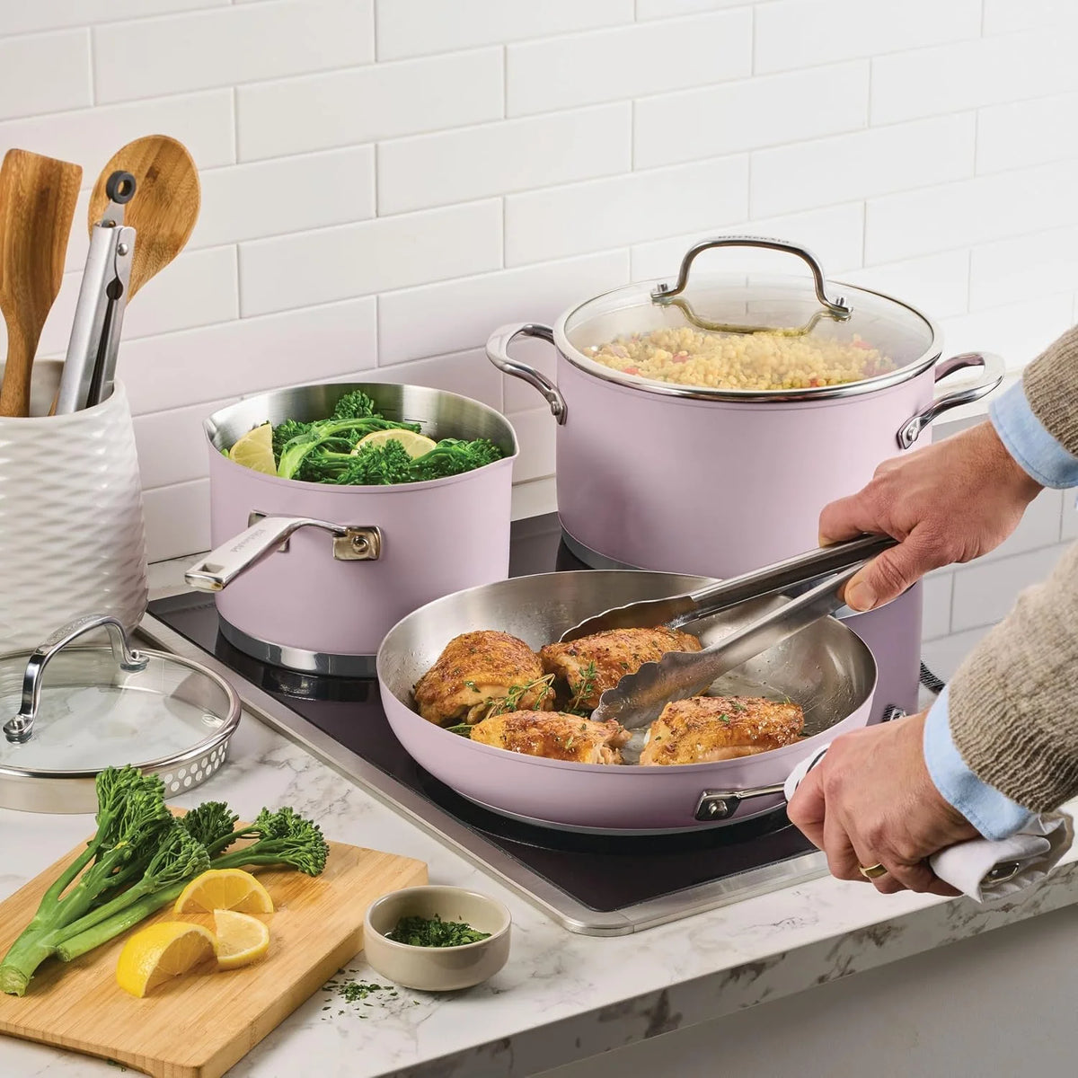 KitchenAid Tri Ply Stainless Steel Cookware Set, 11-Piece Pots and Pans Set