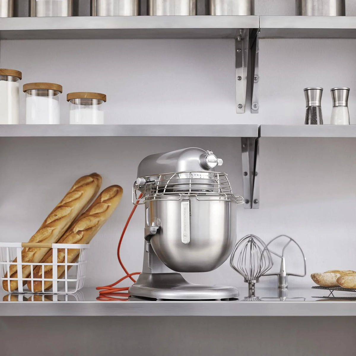 KitchenAid KSMC895CU 8-Quart Commercial Countertop Mixer with Bowl Guard, 10-Speed, Gear-Driven, Contour Silver