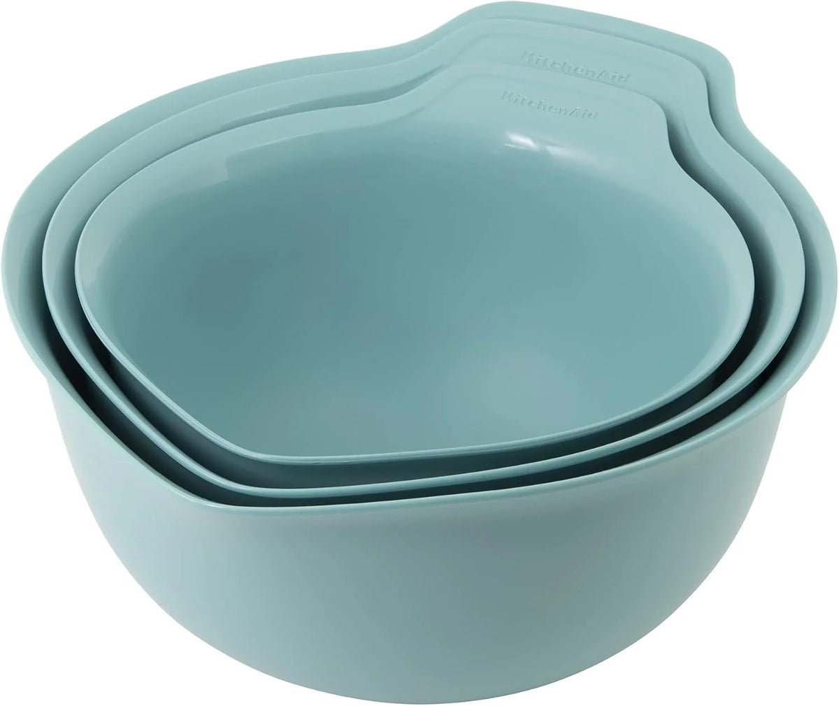 KitchenAid Universal Nesting Plastic Mixing Bowls with Non Slip Base and Pour Spout, Dishwasher Safe, 2.5, 3.5 and 4.5 quart, Aqua Sky, Set of 3 (Pack of 2)